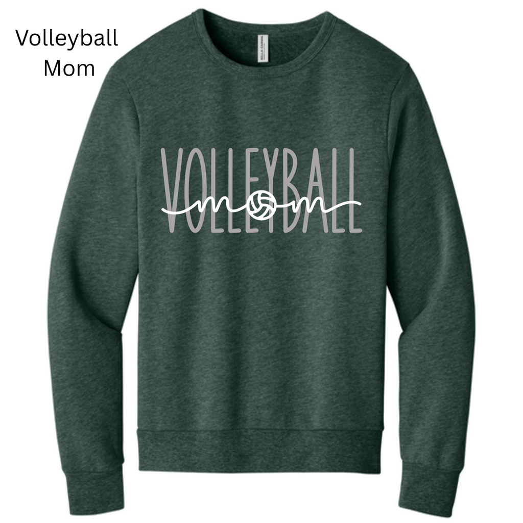 Volleyball Grandma and Mom Crewnecks in Green