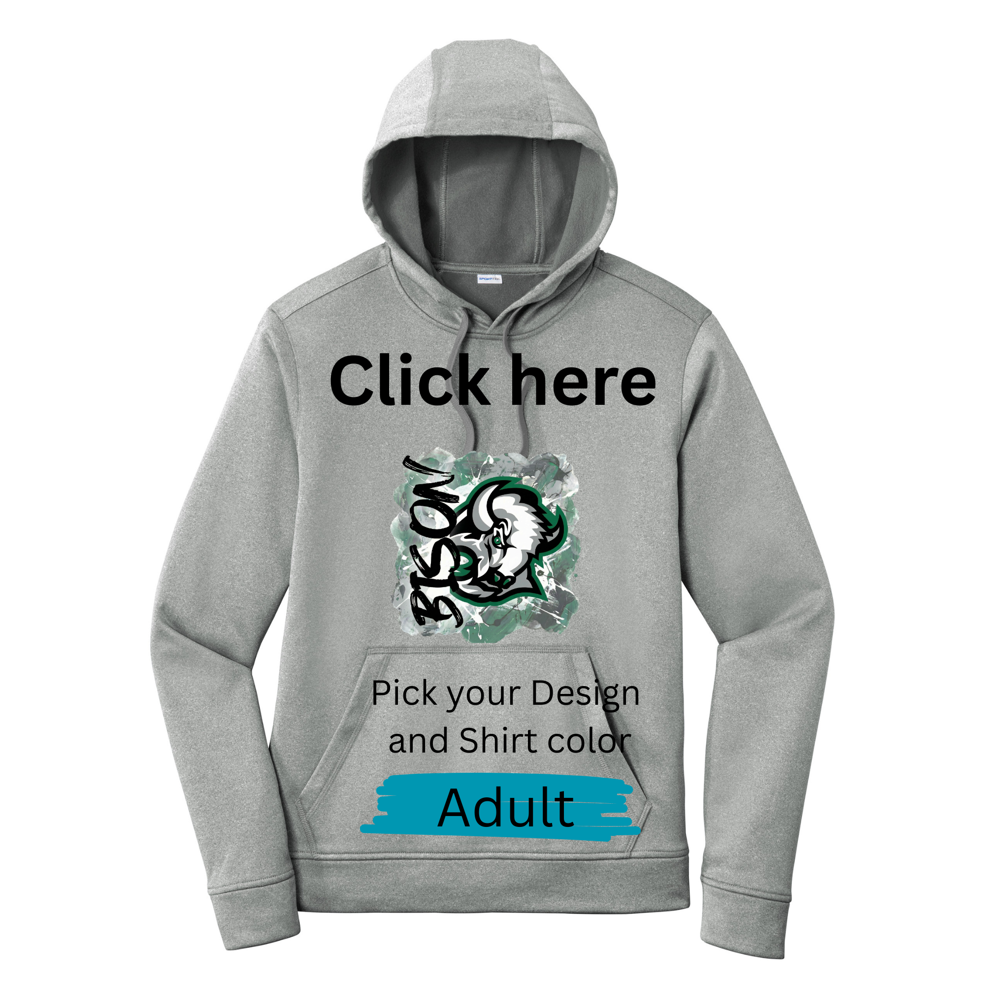 Adult Bison Sport-Tek Sport-Wick Athletic Hoodie