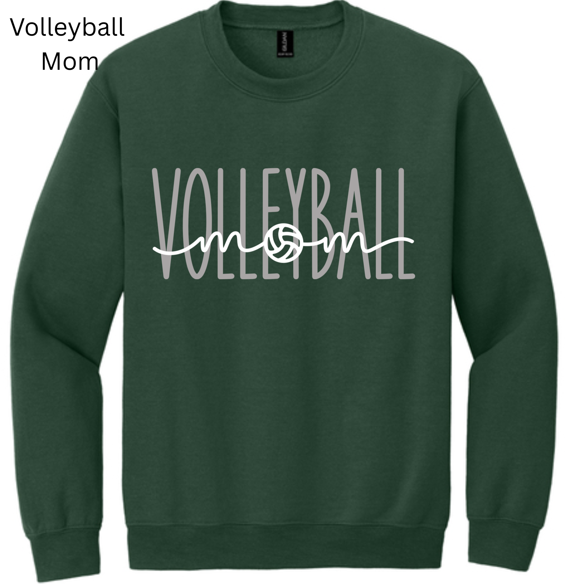 Volleyball Grandma and Mom Crewnecks in Green